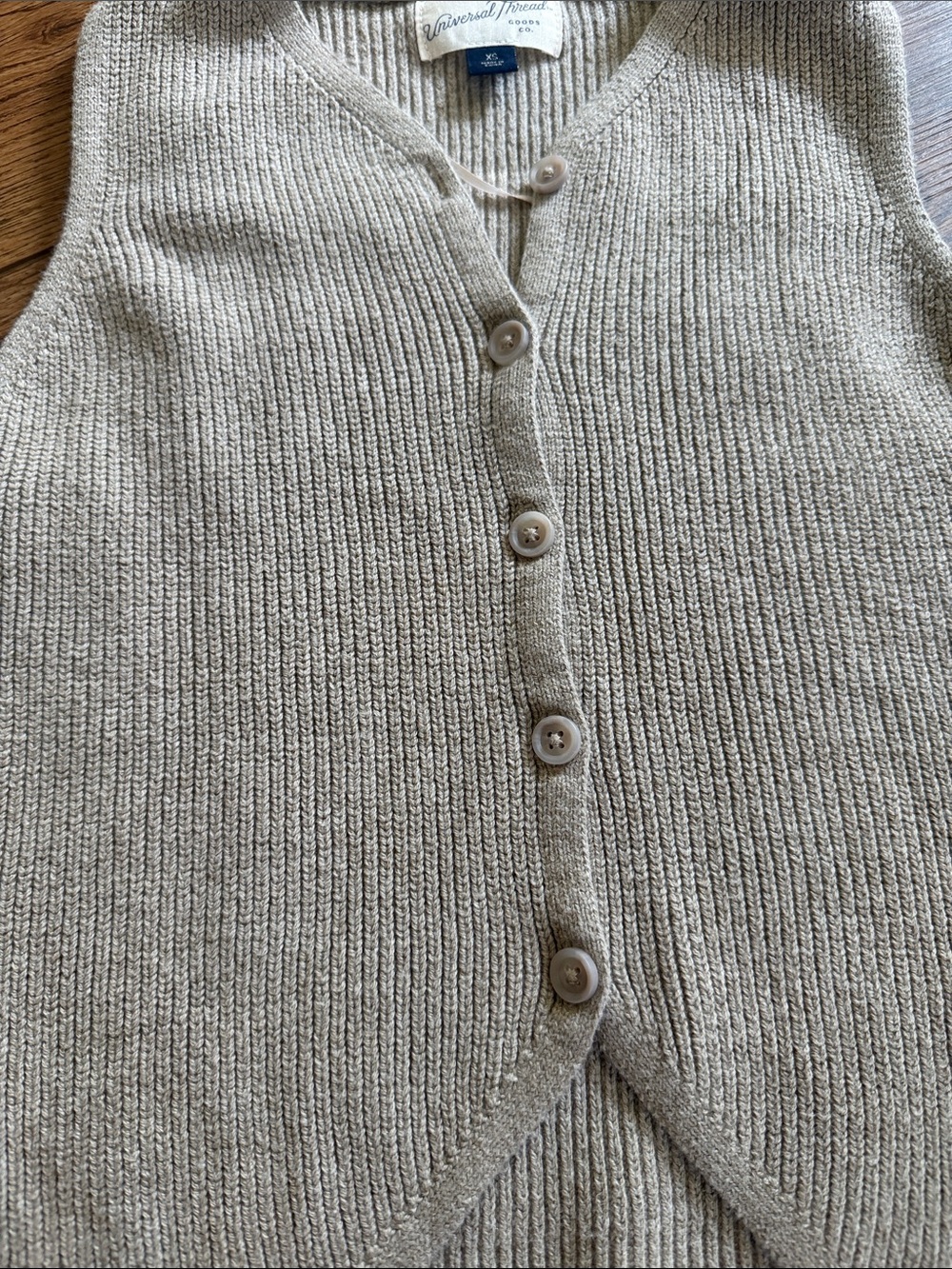 Universal Thread Beige Knit Button-Front Vest - Picture 3 of 3